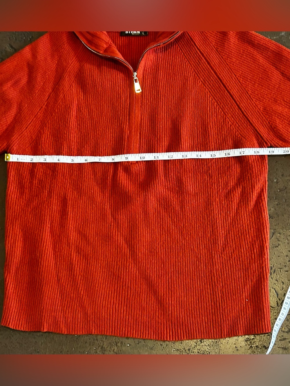 Brick Red Zip-Up Ribbed Sweater - Picture 5 of 6
